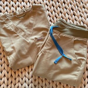 Figs Tan (Latte) Scrub Top & Zamora joggers